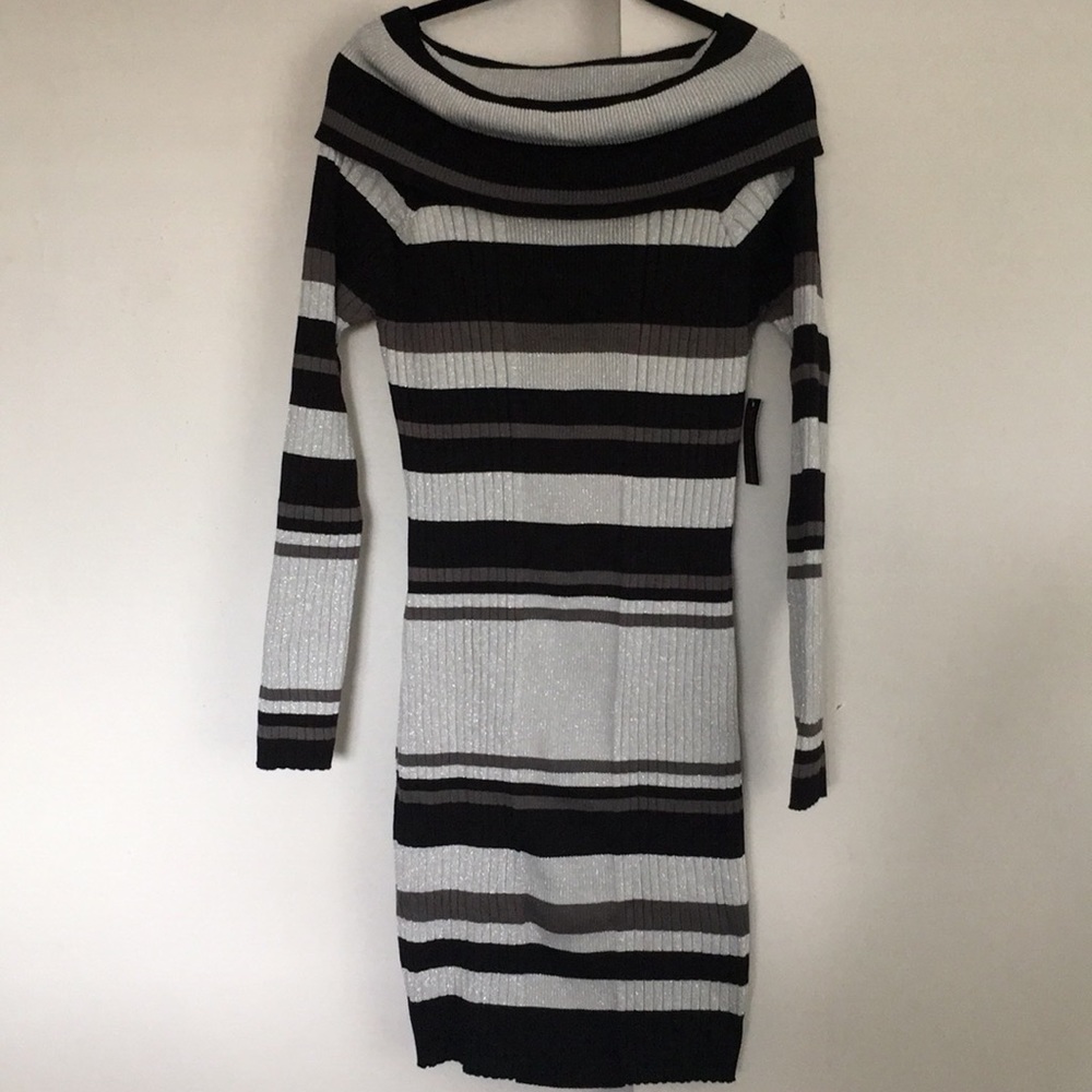 Black long sleeve mid length dress